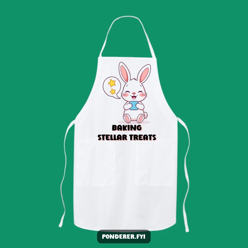 Funny Chef Rabbit Star Bubble Apron: Cook Up Cosmic Creations with Humor