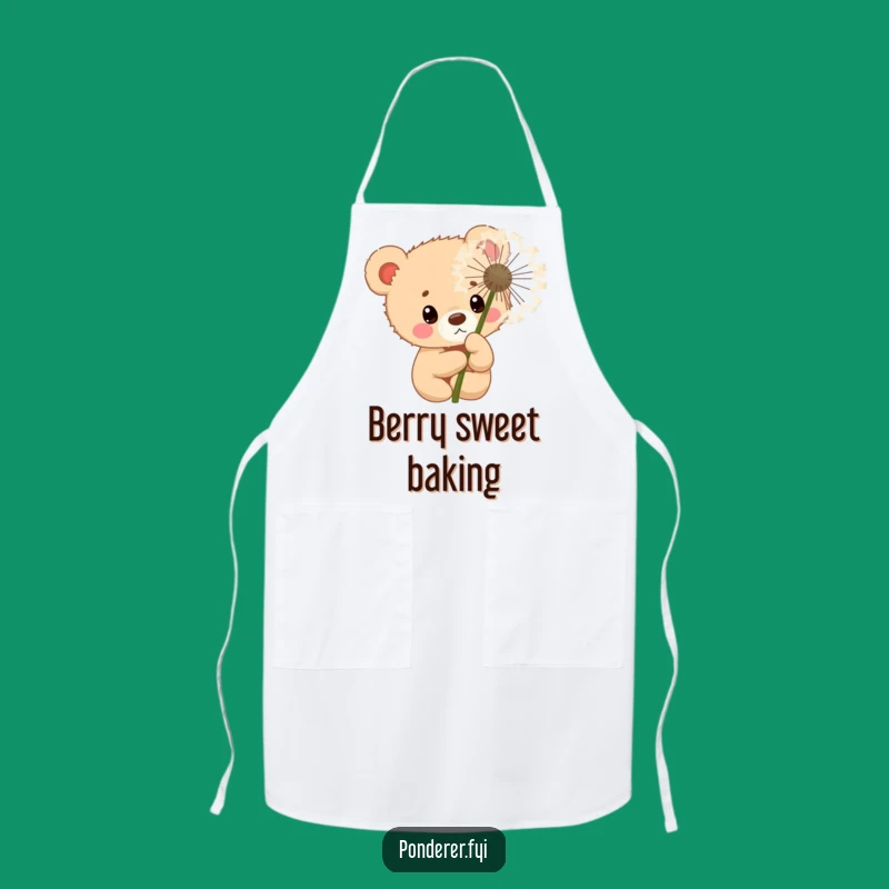 Funny Curious Bear Cub Apron: Dandelion Peek Kitchen Gift