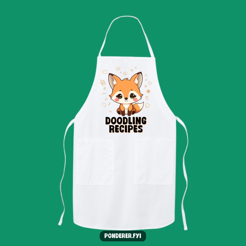 Funny Artist Fox Doodle Apron: Create with Playful Kitchen Humor
