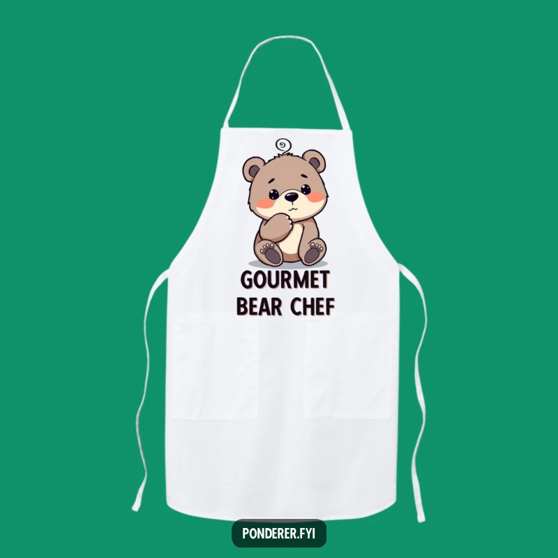 Funny Bear Cub Apron: Curious Thinker Kitchenwear, a Smart Funny Gift for Budding Chefs!