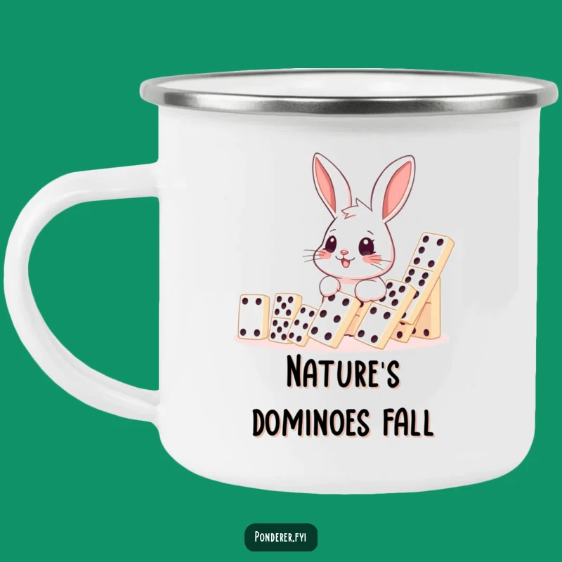 Durable Funny Rabbit Domino Camping Mug: Outdoor Fun, Humorous Gift