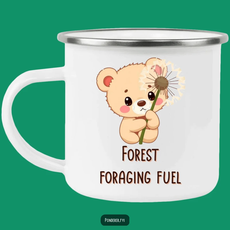 Funny Curious Bear Cub Camping Mug: Dandelion Peek Gear