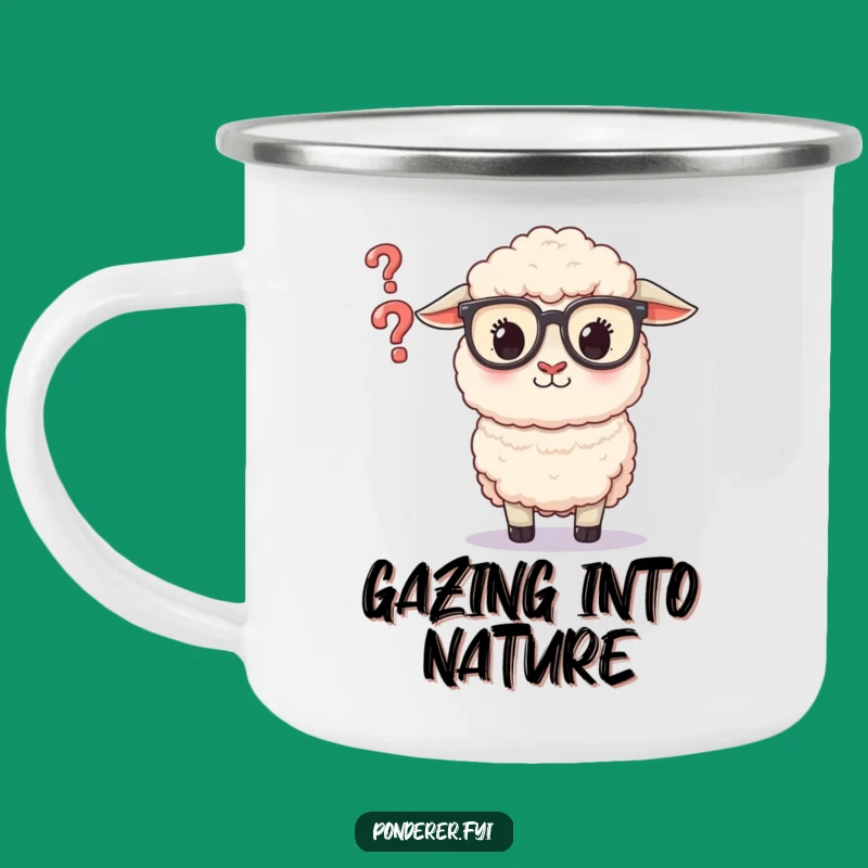 Funny Sheep Glasses Camping Mug: Question Mark Cup, a Durable Funny Gift for Outdoor Thinkers!