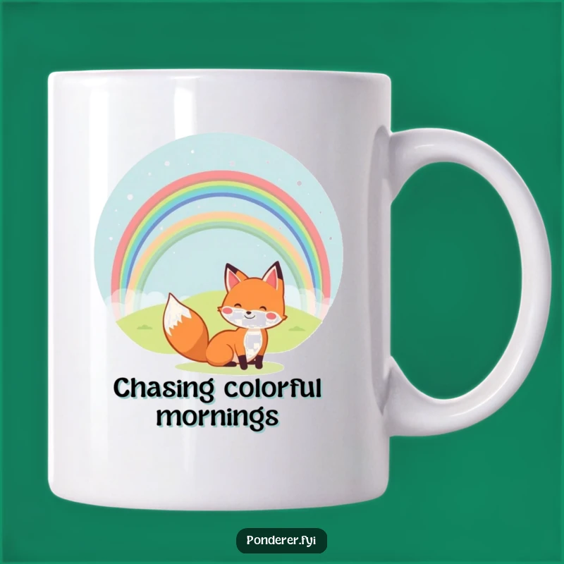 Funny Fox Rainbow Mug: Cheerful Woodland Creature, Perfect Happy Gift