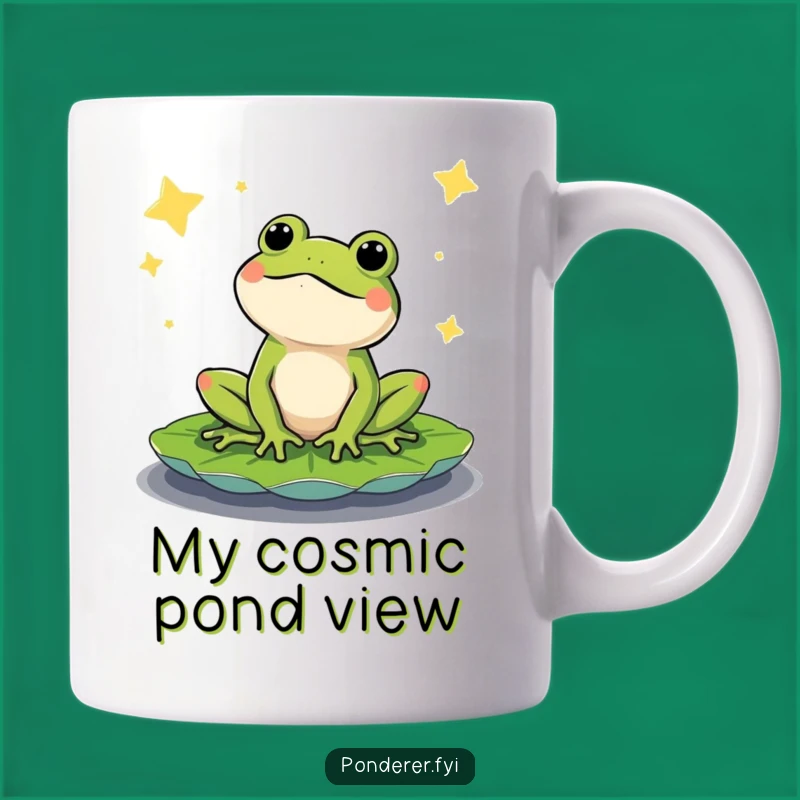 Funny Content Frog Mug: Stargazing Amphibian Design, Perfect for Dreamers