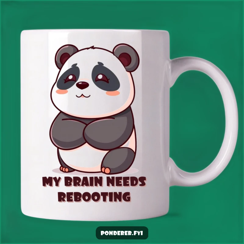 Funny Panda Bear Mug: Pondering with Crossed Arms, Perfect Humorous Gift