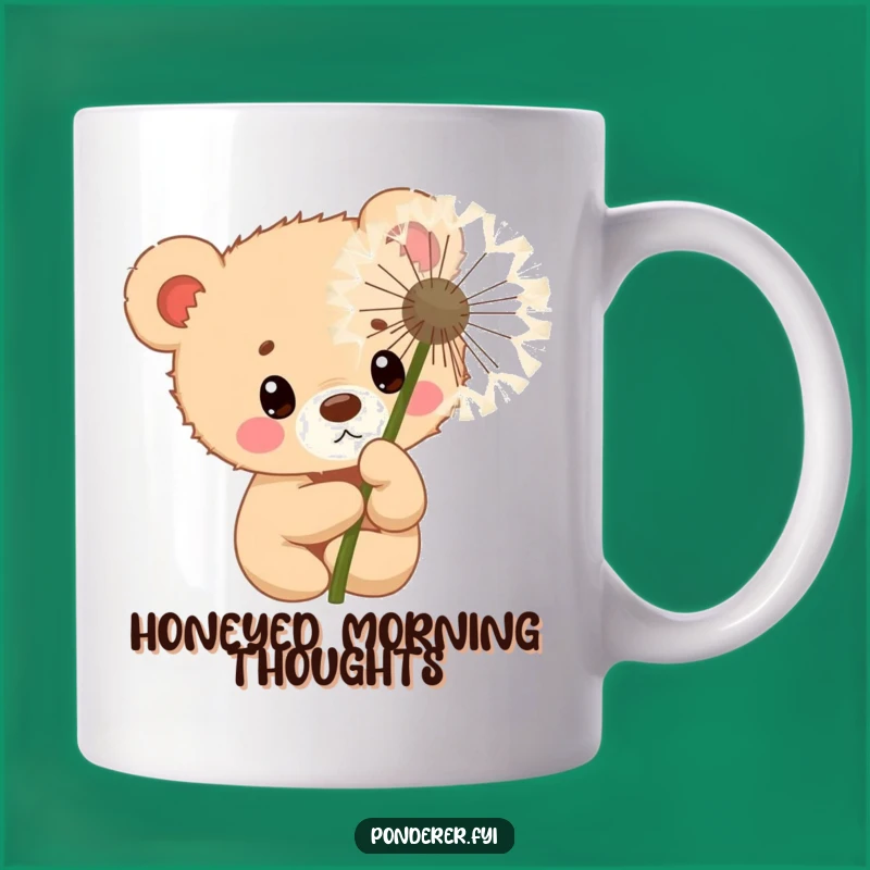 Funny Curious Bear Cub Mug: Dandelion Peek Gift