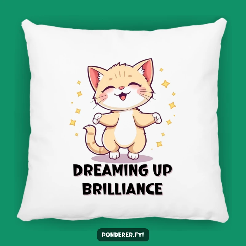 Funny Giggling Kitten Idea Pillow: Soft Cozy Creative Spark Cushion, Sweet Funny Gift
