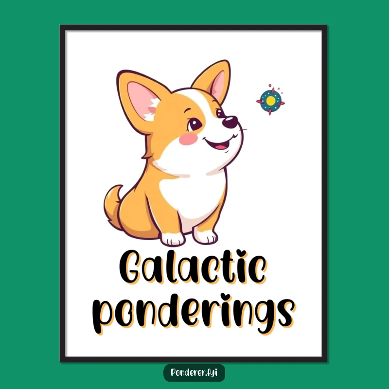 Funny Corgi Galaxy Digital Art: Instant Cosmic Canine Contemplation Download, Gift