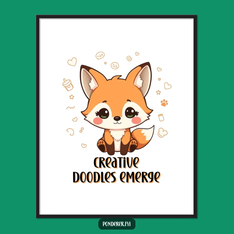 Funny Fox Doodle Digital Print: Instant Whimsy for Your Walls