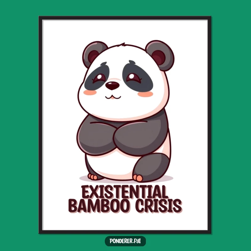Funny Panda Digital Art: Deep Thoughts, Humorous Printable Wall Art Gift