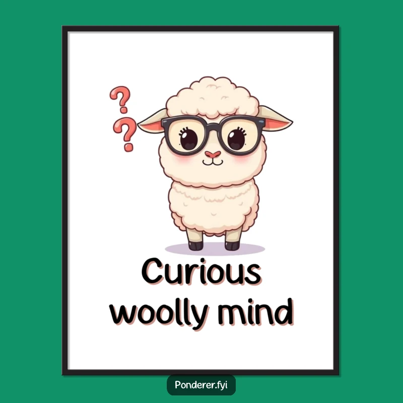 Funny Sheep Glasses Digital Art: Question Mark Print, an Instant Thoughtful Funny Gift!