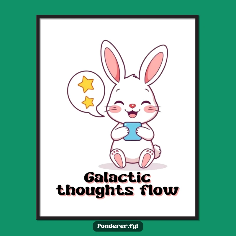 Funny Rabbit Star Speech Bubble Digital Print: Instant Whimsy for Your Walls