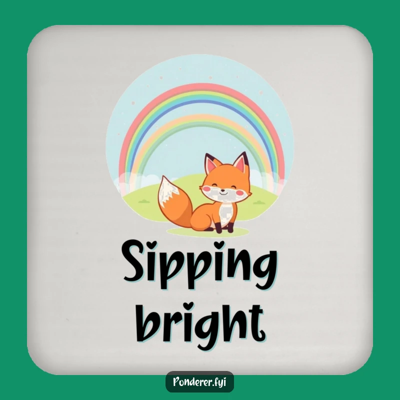Funny Fox Rainbow Drink Coaster: Cheerful Table Pad, Perfect Joyful Protector