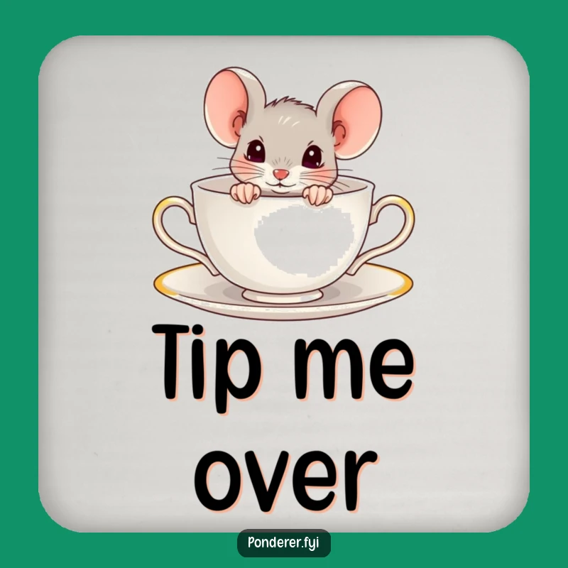 Funny Mouse Teacup Drink Coaster: Peekaboo Pad, Perfect Quirky Protector