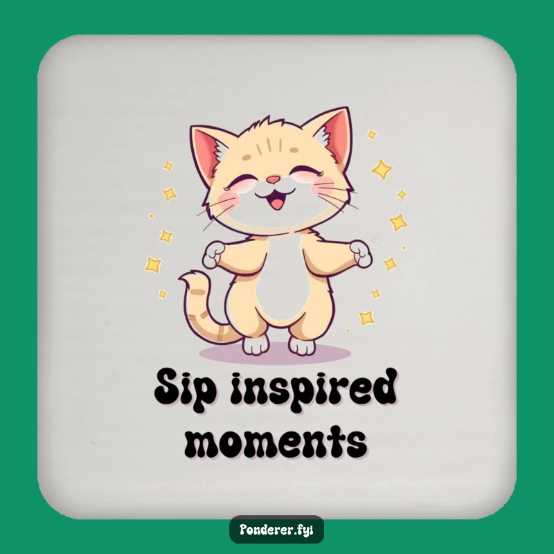 Funny Giggling Kitten Idea Drink Coaster: Protect Surfaces with Creative Spark, Gift