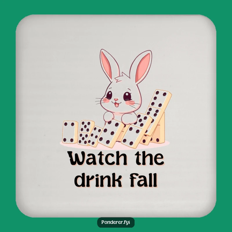 Funny Rabbit Domino Coasters: Table Protection, Humorous Gift Set