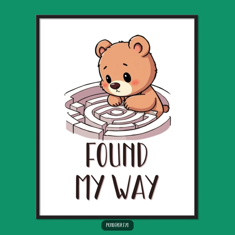 Funny Bear Cub Labyrinth Poster: Exciting Journey, Humorous Wall Art Gift