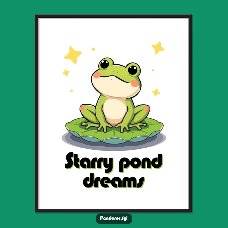 Funny Content Frog Poster: Dreamy Stargazer Wall Art, Hilarious Celestial Decor