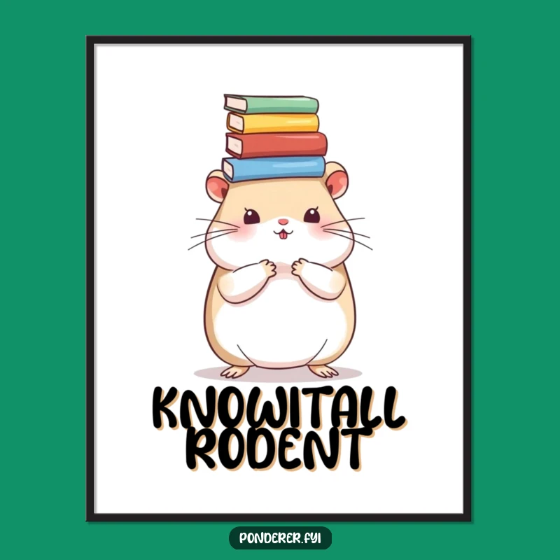 Funny Hamster Academic Poster: Adorable Scholar Rodent Wall Art Gift