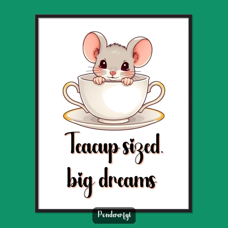 Free Printable Mouse Teacup Wall Art - Funny Downloadable Decor for Cozy Spaces