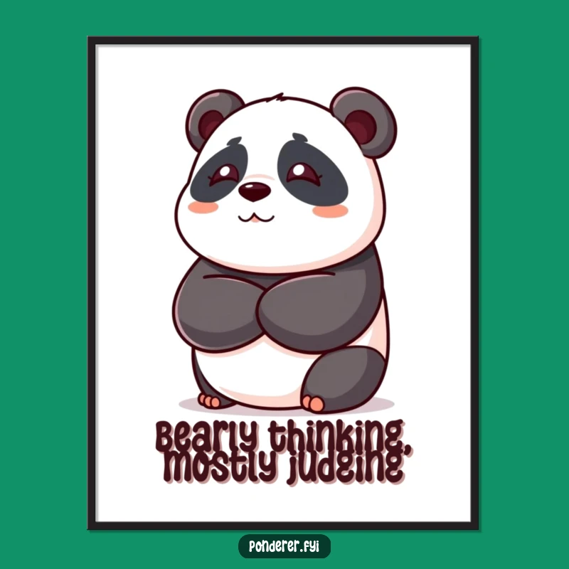 Free Printable Panda Wall Art: Funny Thinking Bear Downloadable Decor