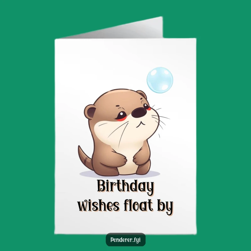 Free Printable Pensive Otter Bubble Birthday Card: Funny Downloadable Greeting for Dreamers!
