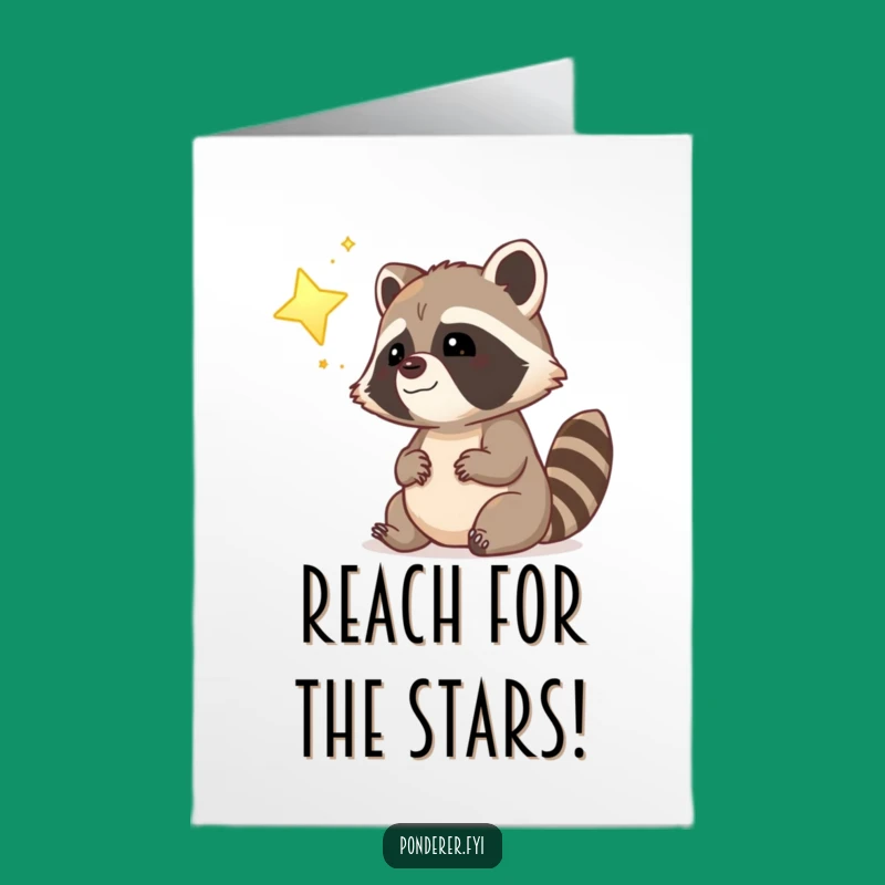 Free Printable Funny Birthday Card: Dreamy Raccoon Starry Wish Greeting
