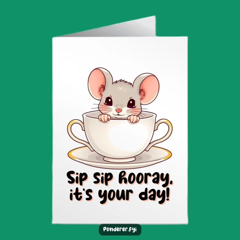 Free Printable Mouse Teacup Birthday Card - Funny Downloadable Gift for Wee Ones