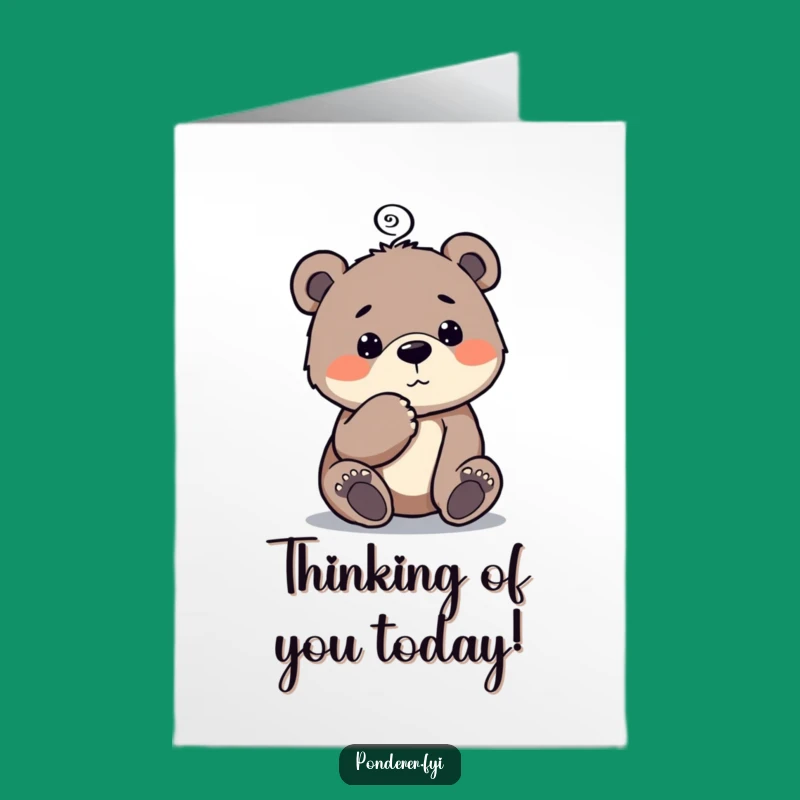 Free Printable Birthday Card: Thinking Bear Cub Spiral Funny Downloadable Gift