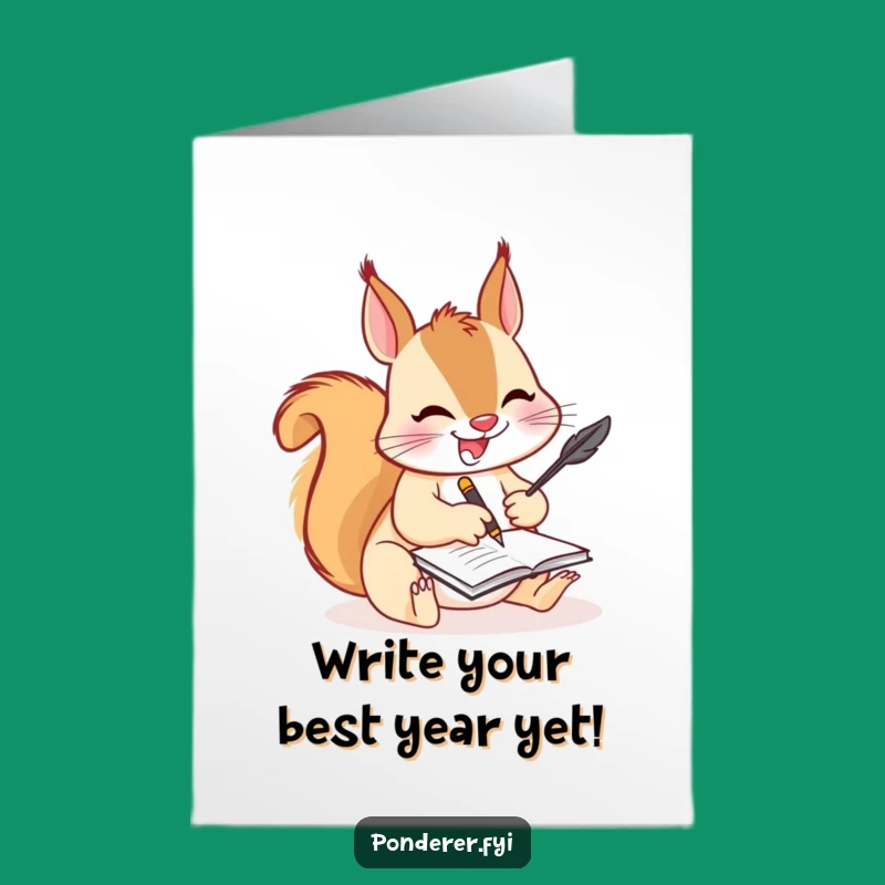 Free Printable Birthday Card: Busy Squirrel Writing Funny Downloadable Gift