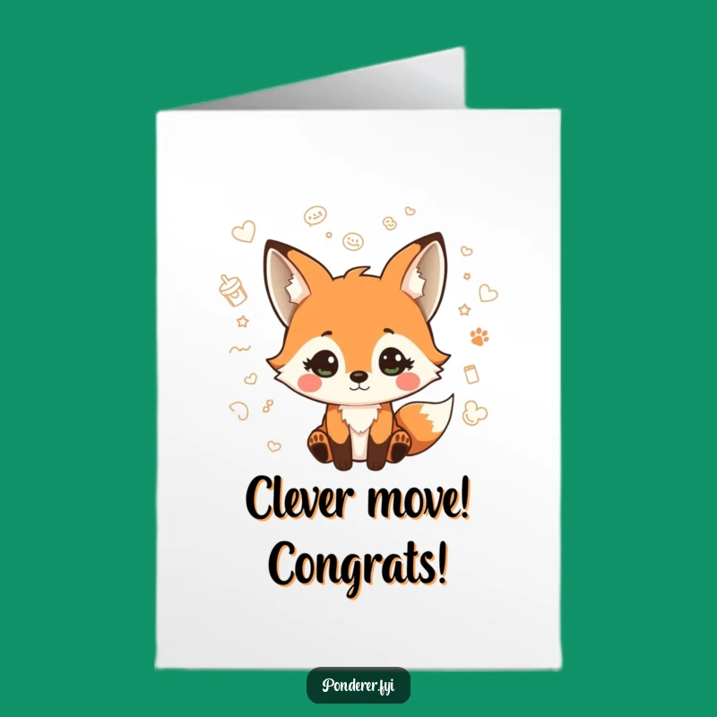 Free Printable Congrats Fox Card: Quizzical Doodles Funny Celebration Downloadable Gift