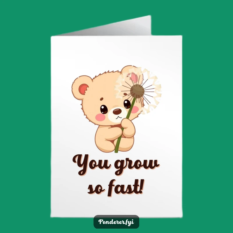 Free Printable Congrats Card: Curious Bear Cub Dandelion Achievement Greeting