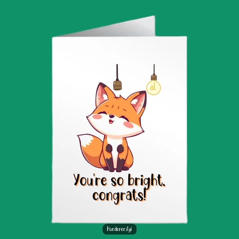 Free Printable Congrats Card: Fox Lightbulb Genius - Hilarious DIY Downloadable Gift