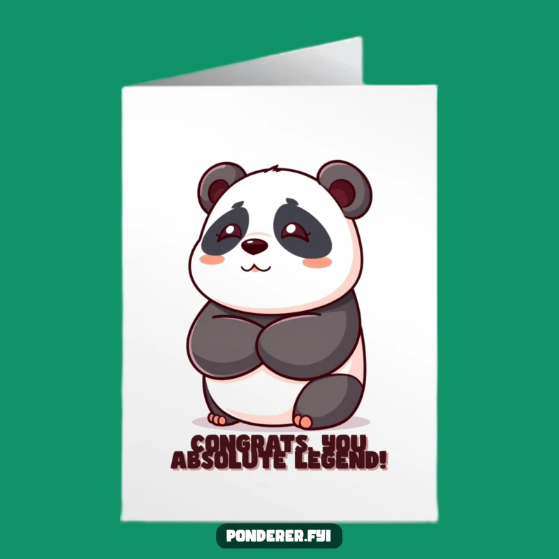 Free Printable Panda Congratulations Card: Funny Thinking Bear Downloadable Gift