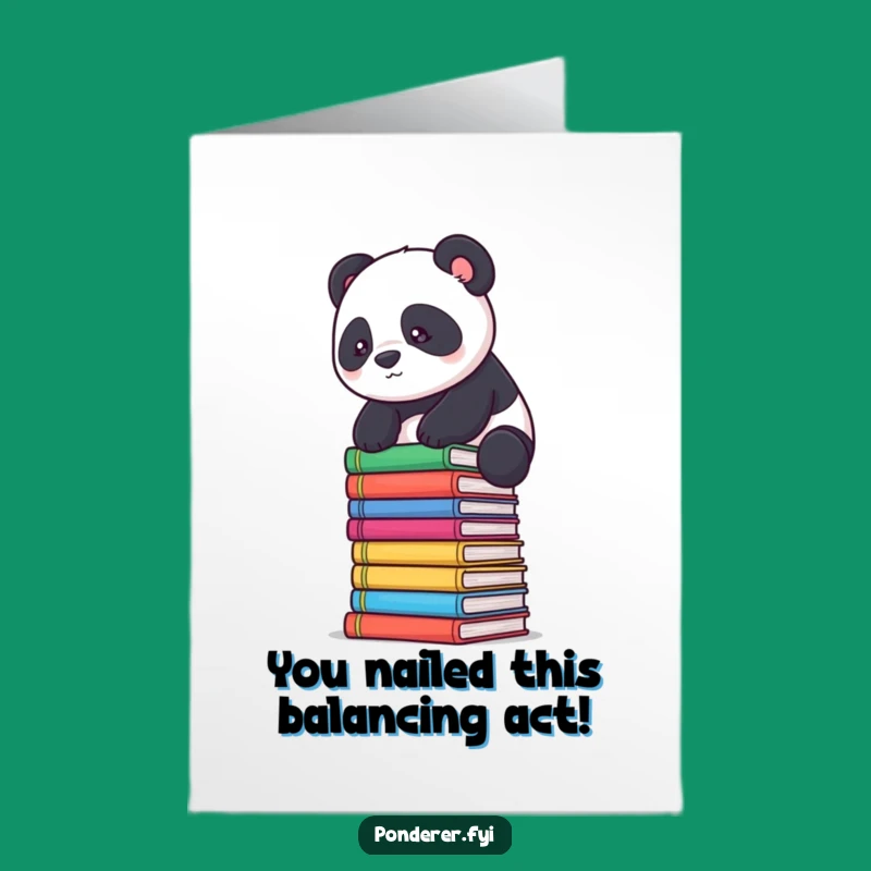 Free Printable Panda Bookworm Congratulations Card: Funny Downloadable Gift for Achievements