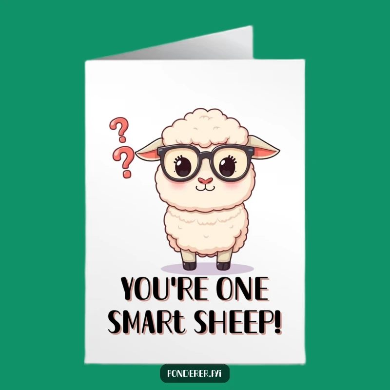 Free Printable Congrats Card: Curious Sheep Question Mark Funny Downloadable Gift DIY