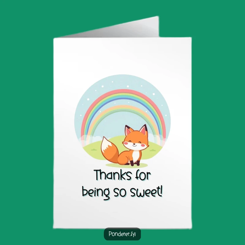 Free Printable Fox Rainbow Thank You Card - Funny Downloadable Gift for Bright Gratitude
