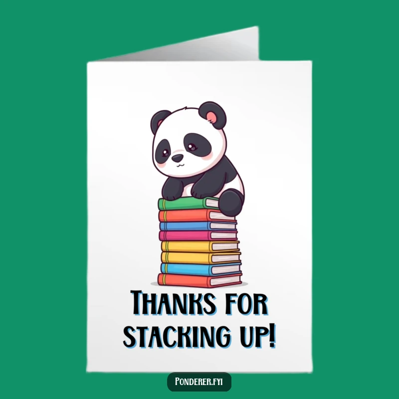 Free Printable Panda Bookworm Thank You Card: Funny Downloadable Gift for Wise Advice