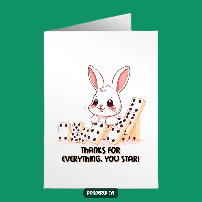 Free Printable Rabbit Thank You Card: Funny Domino Effect Downloadable Gift