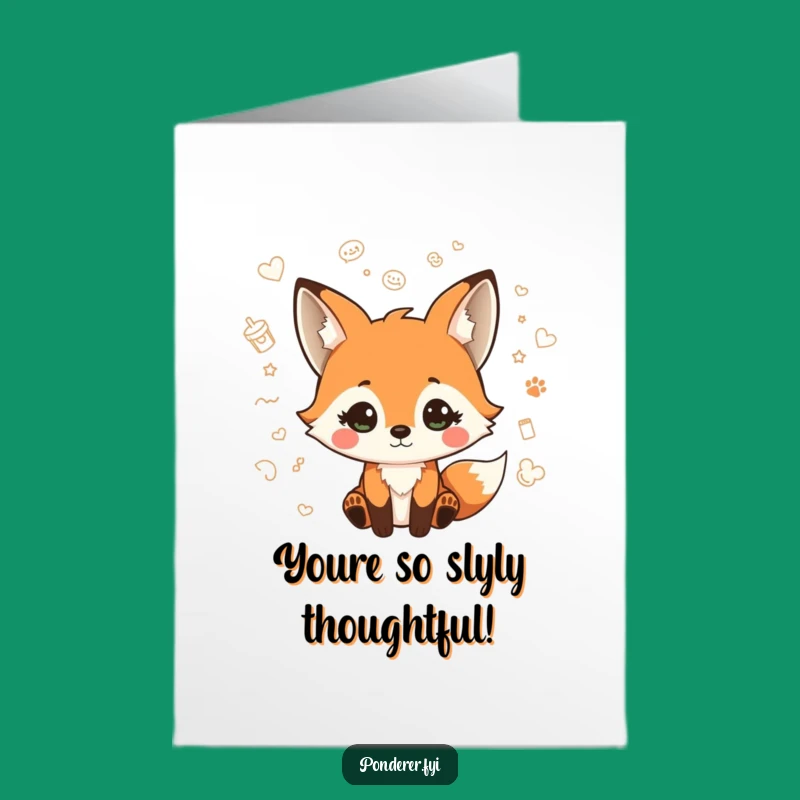 Free Printable Thank You Fox Card: Quizzical Doodles Funny Appreciation Downloadable Gift