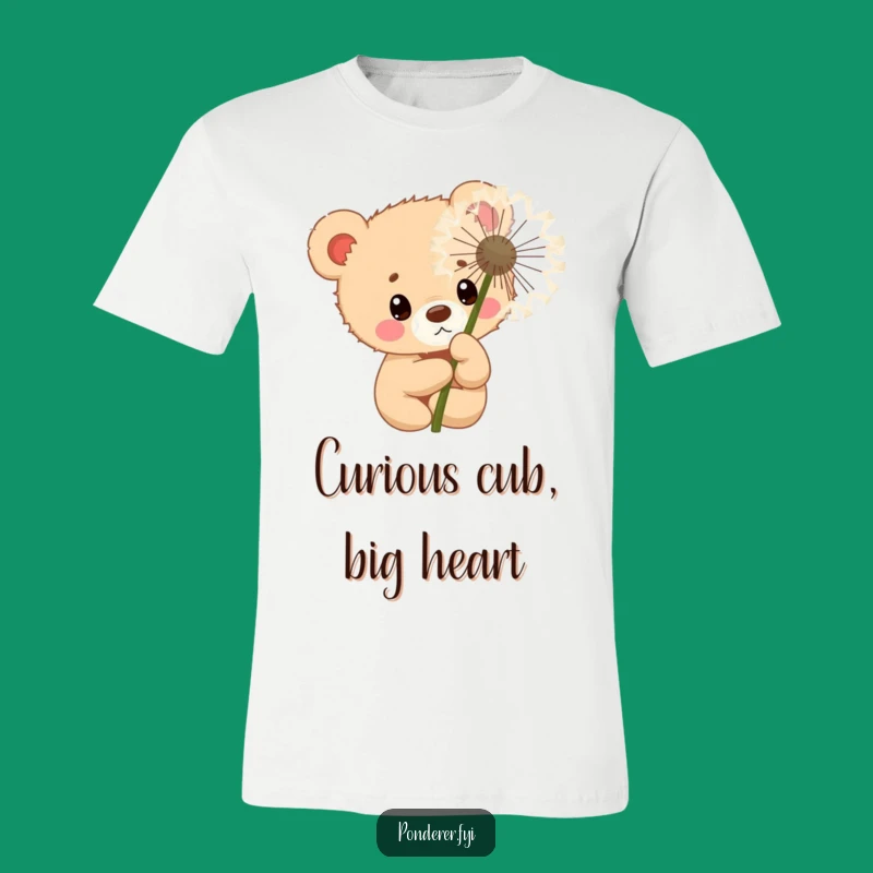 Funny Curious Bear Cub T-Shirt: Dandelion Peek Cop Tee Gift