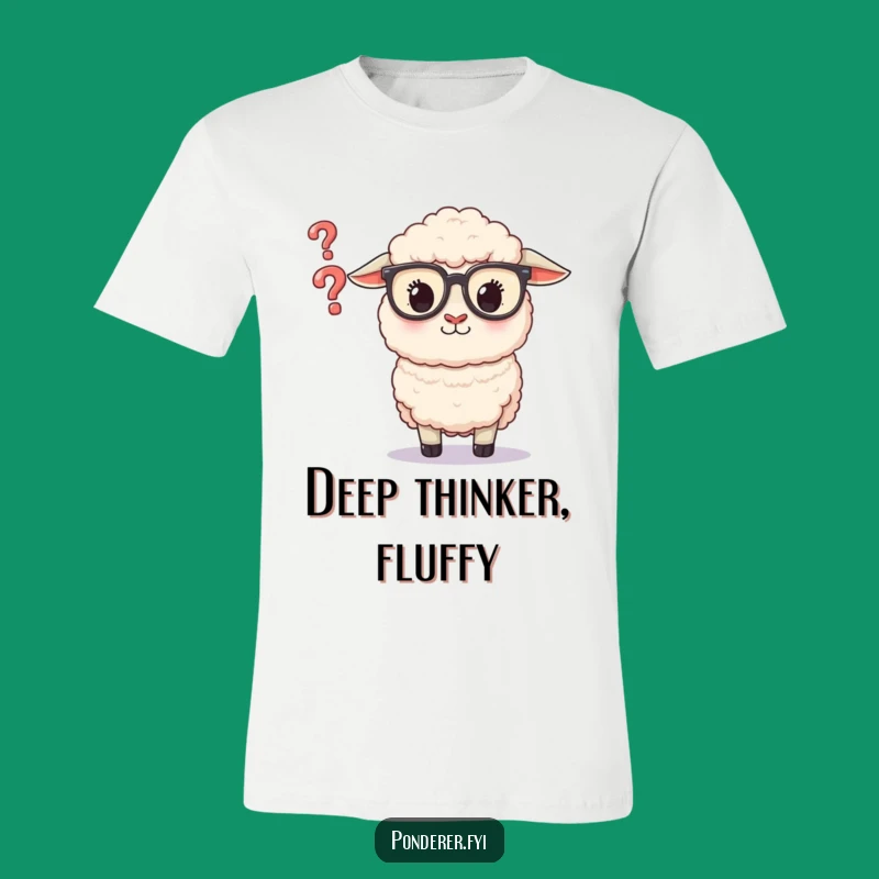 Funny Sheep Glasses T-Shirt: Curious Question Mark Tee, a Smart Funny Gift for the Puzzled!