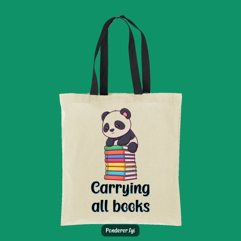 Funny Panda Scholar Tote Bag: Carry Your Books with Determination