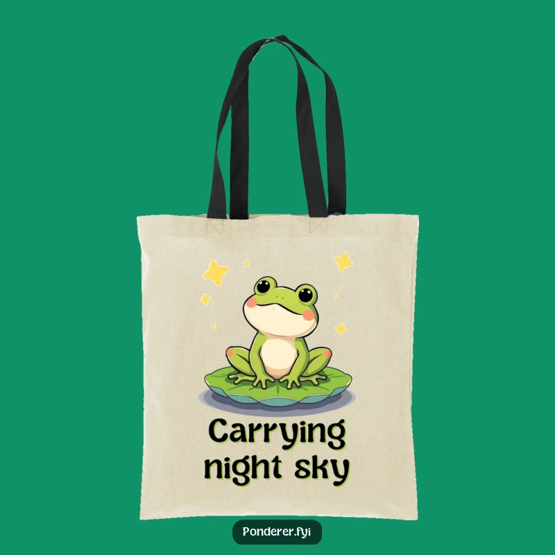 Funny Content Frog Tote Bag: Stargazing Amphibian Carry-All, Whimsical Accessory