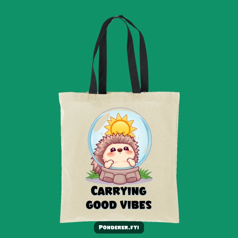 Funny Hedgehog Crystal Ball Tote Bag: Carry Good Fortune