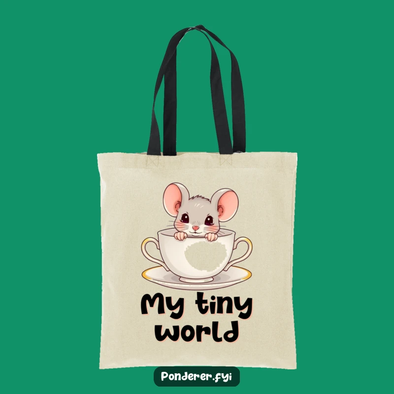 Funny Mouse Teacup Tote Bag: Curious Critter Carry-All, Perfect Quirky Accessory