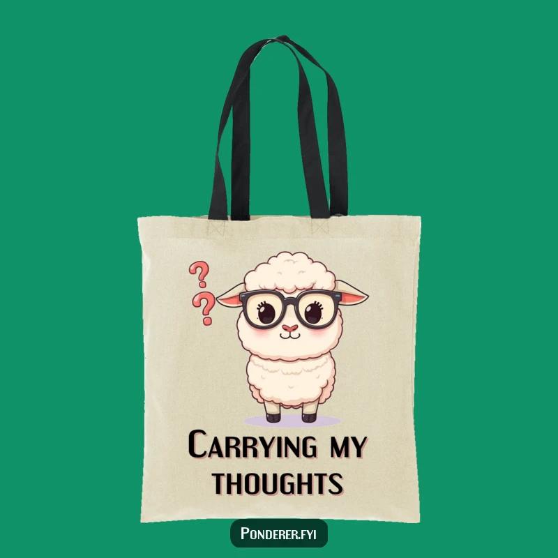 Funny Sheep Glasses Tote Bag: Question Mark Seeker, a Clever Funny Gift for Bookworms!